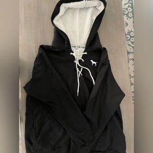 Black Sherpa lined hoodie from Victoria Secret Pink